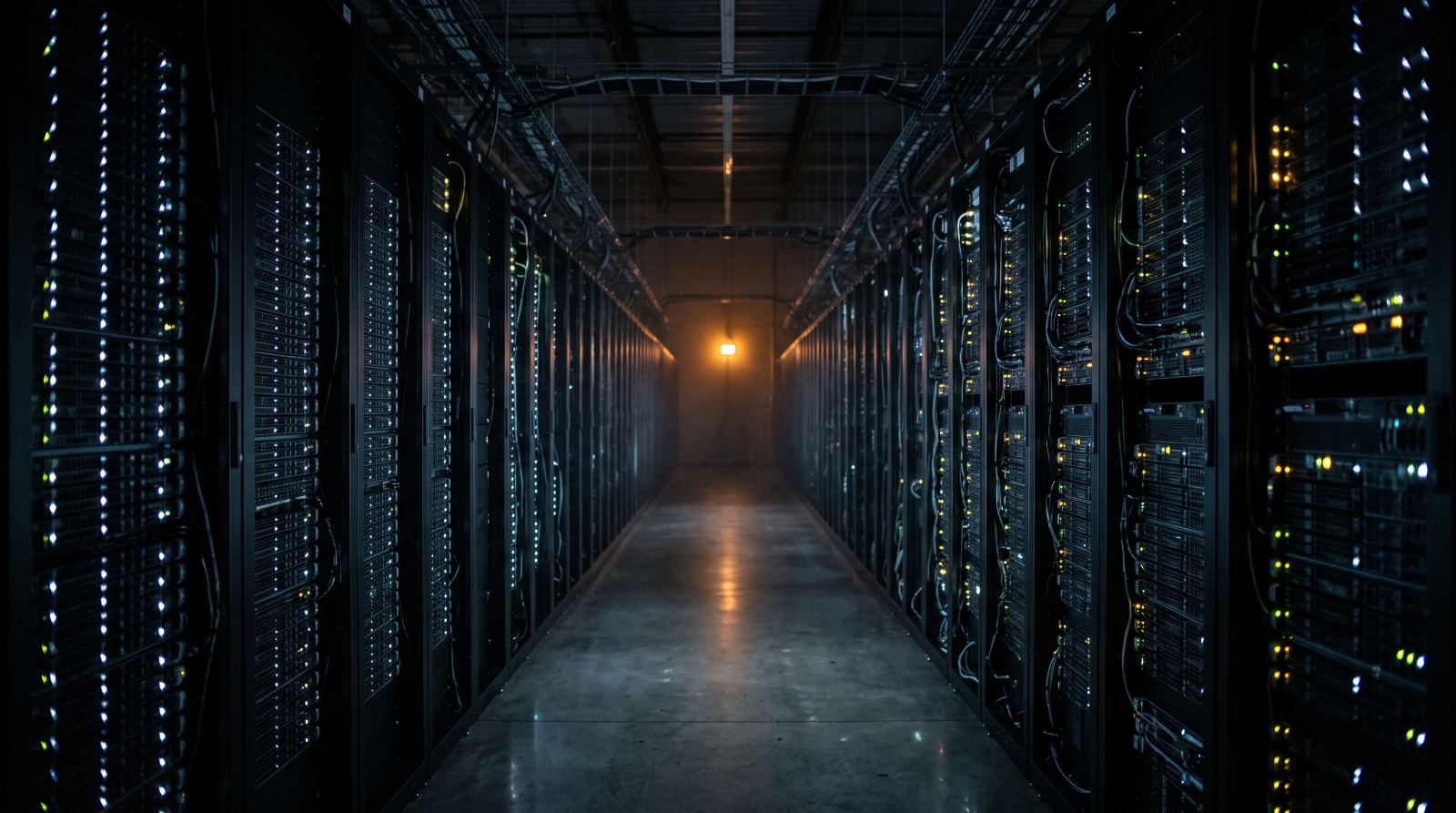Server hall at night